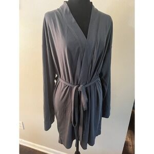 FABLETICS Robe Modal Wrap Loungewear Women L Gray Athleisure Comfort